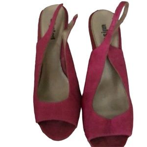 Unlisted size 10 pink open toe platform at toe for comfort
